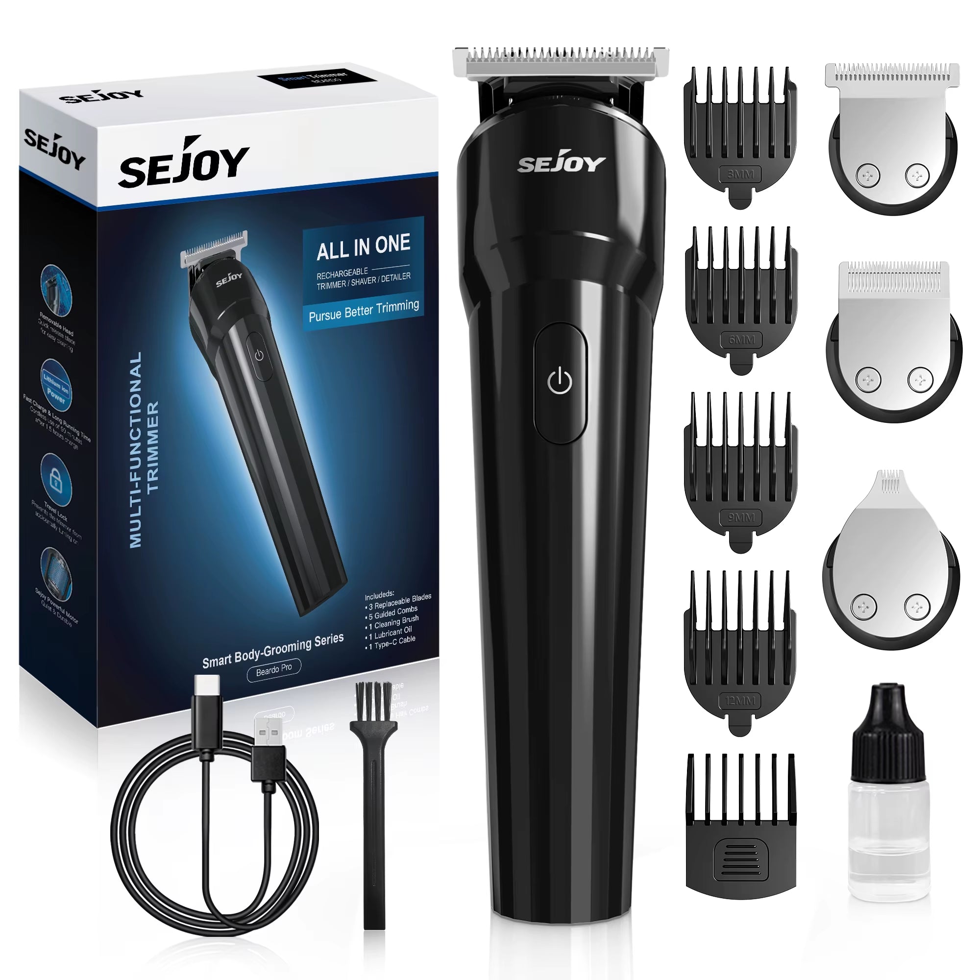 Men'S Electric Hair Clipper USB Rechargeable Carving Clipper Cordless Hair Trimmer Hair Cutting Machine 4 Pcs Limit Combs